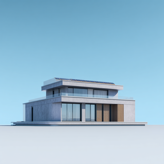 Rendu 3D photoréaliste d’une maison moderne avant construction